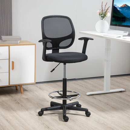 Ergonomic swivel office chair with adjustable foot ring
