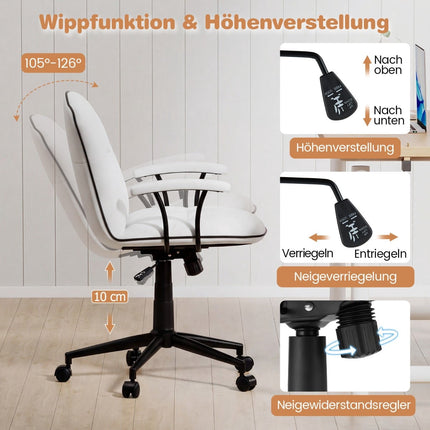 Ergonomic Office Chair, Faux Leather, White, Adjustable