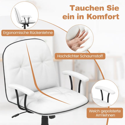 Ergonomic Office Chair, Faux Leather, White, Adjustable