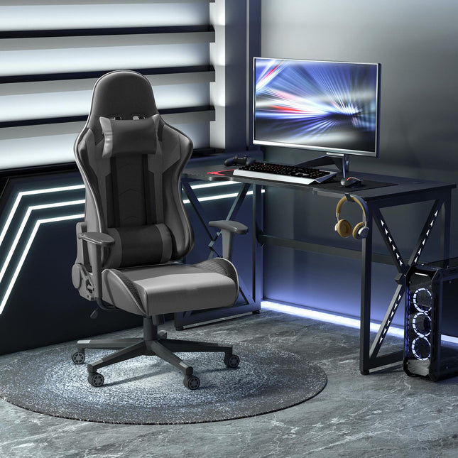 Ergonomic swivel gaming chair, black artificial leather