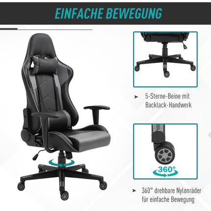 Ergonomic swivel gaming chair, black artificial leather