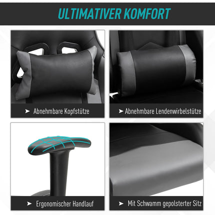 Ergonomic swivel gaming chair, black artificial leather
