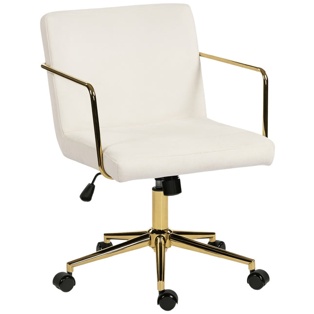 Ergonomic Office Chair, Gold Accents, Velvet-Look Fabric