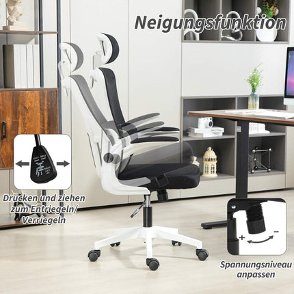 Ergonomic Office Chair with Adjustable Headrest, Black Mesh