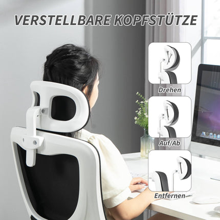 Ergonomic Office Chair with Adjustable Headrest, Black Mesh