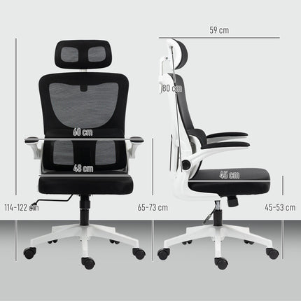 Ergonomic Office Chair with Adjustable Headrest, Black Mesh