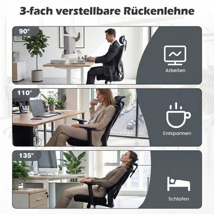 Ergonomic Office Chair with Adjustable Headrest & Lumbar Support