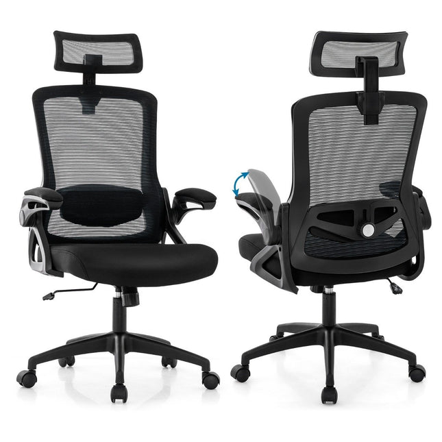 Ergonomic Office Chair with Adjustable Lumbar Support &amp; Headrest computer chair black