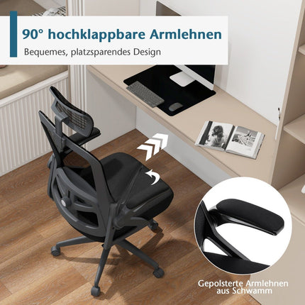 Ergonomic Office Chair with Adjustable Lumbar Support &amp; Headrest computer chair black