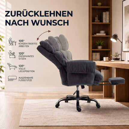 Ergonomic Office Chair with Adjustable Recline, Dark Grey