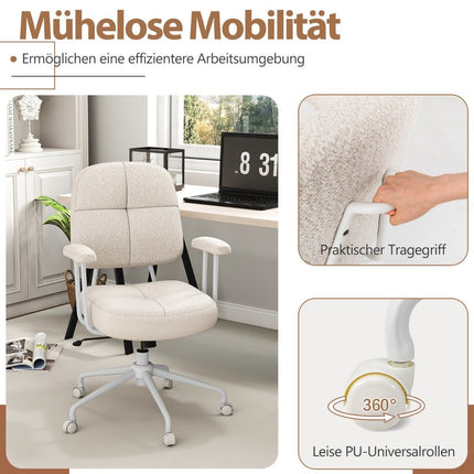 Ergonomic Office Chair with Armrests & Wheels, Beige