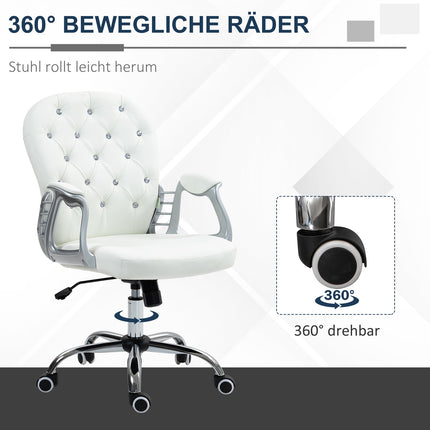 Ergonomic Office Chair with Armrests, White Leather-Look