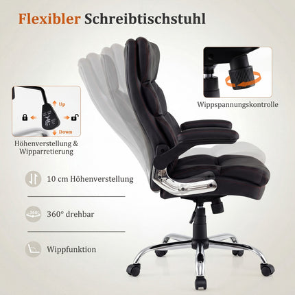 Ergonomic Office Chair with Foldable Armrests & Recline