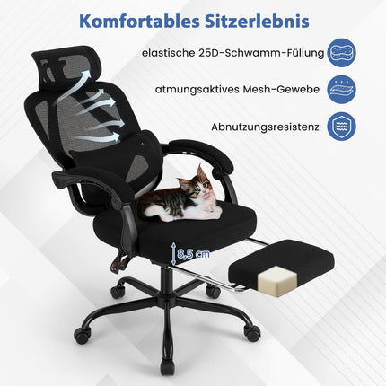 Ergonomic Office Chair with Footrest and Adjustable Backrest