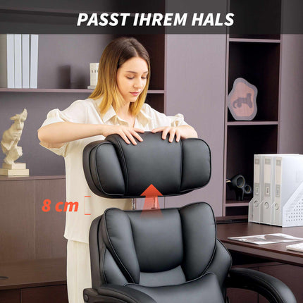 Ergonomic Office Chair with Lumbar Support, Black PU Leather