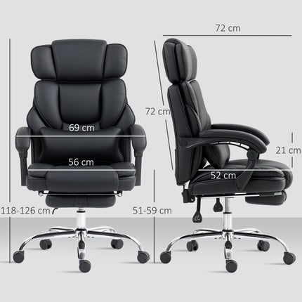 Ergonomic Office Chair with Lumbar Support, Black PU Leather