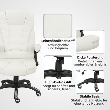 Ergonomic Office Chair with Massage, Cream White, 68x72x110-120 cm