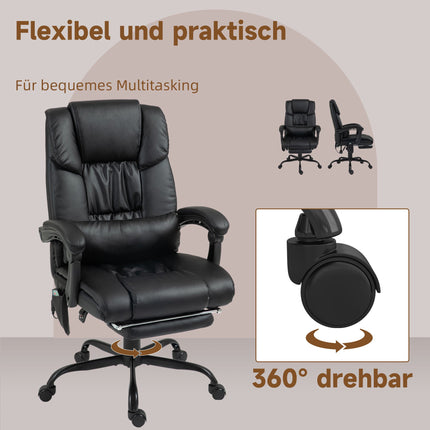Ergonomic Office Chair with Massage, Footrest, Black