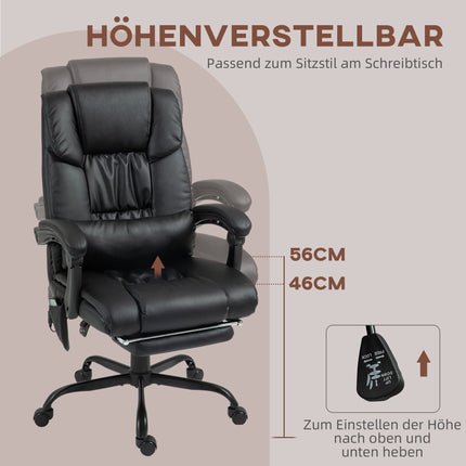 Ergonomic Office Chair with Massage, Footrest, Black