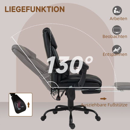 Ergonomic Office Chair with Massage, Footrest, Black