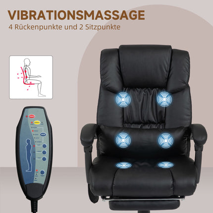 Ergonomic Office Chair with Massage, Footrest, Black