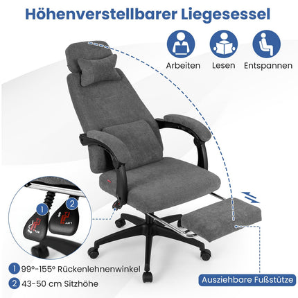 Ergonomic Office Chair with Reclining Backrest & Footrest