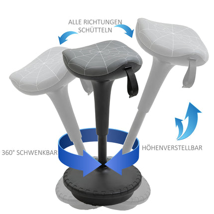 Ergonomic Swivel Stool, Adjustable Height 65.5-83.5 cm, Grey