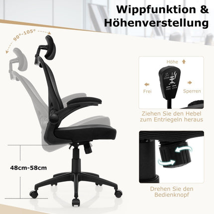 Ergonomic mesh office chair with rocking back executive chair swivel PC chair