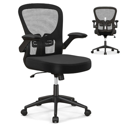 Ergonomic office chair with fold-up armrests & adjustable lumbar support & rocker function