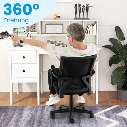 Ergonomic office chair with lumbar support and rocker function desk chair black