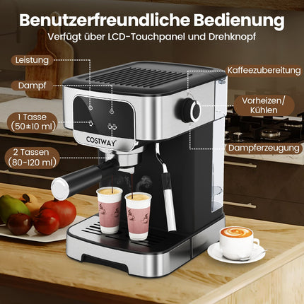 Espresso Machine 20 Bar, 1200W, Milk Frother, 1.8L Tank