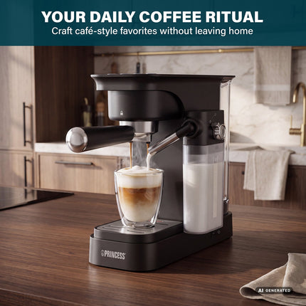 Espresso Machine with Milk Frother 20 Bar 1400W, 2 Cups at Once, 0.8L, Auto Off