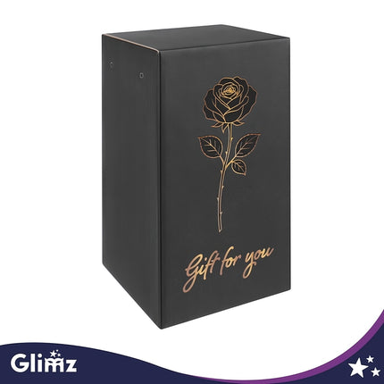 Eternal Rose in Glass Dome with 20 LED Lights, 22 cm, 2 Red Roses, Gift Box