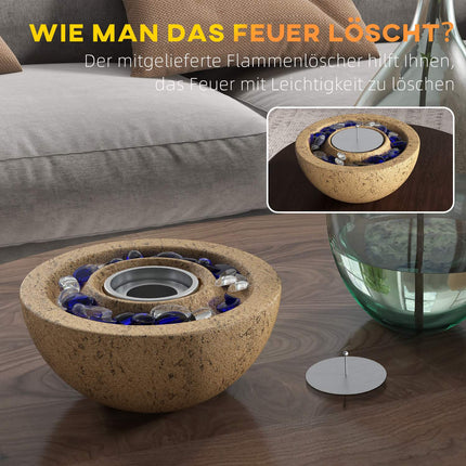 Ethanol spit bowl, 0.4L, stone look, heats up to 10m²