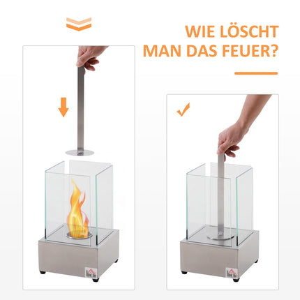 Ethanol fireplace in stainless steel, 0.4L, smoke-free