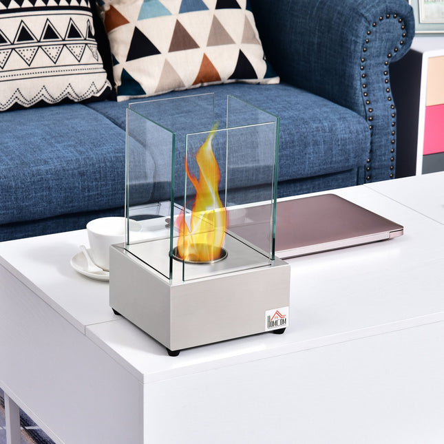 Ethanol fireplace in stainless steel, 0.4L, smoke-free