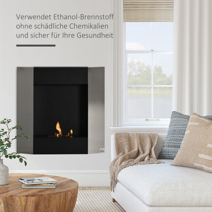 Wall-mounted bioethanol stove - Steel, smoke-free