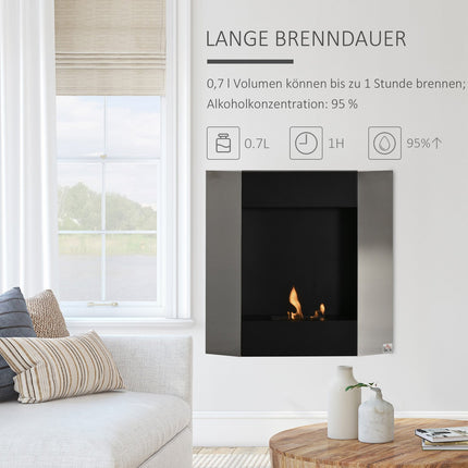 Wall-mounted bioethanol stove - Steel, smoke-free