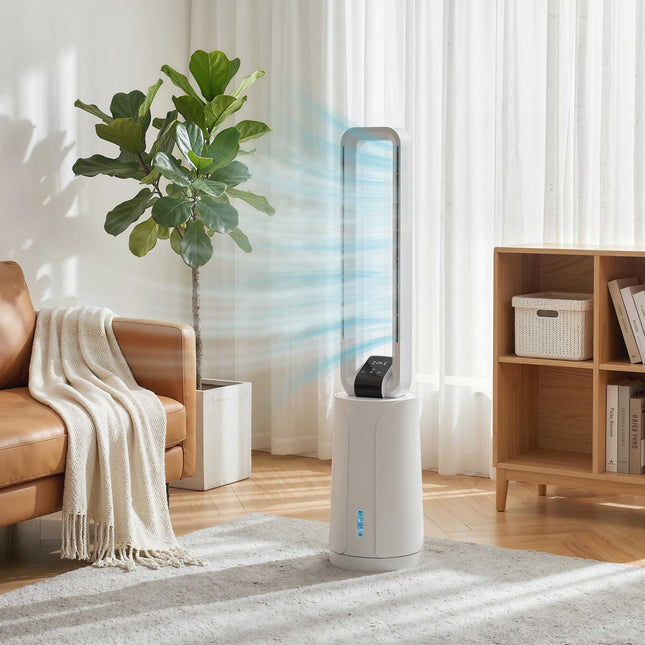 Evaporative Air Cooler with Remote, 15-Hour Timer, White