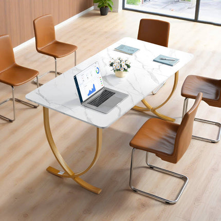 Executive Desk 160 x 80 cm, White and Gold
