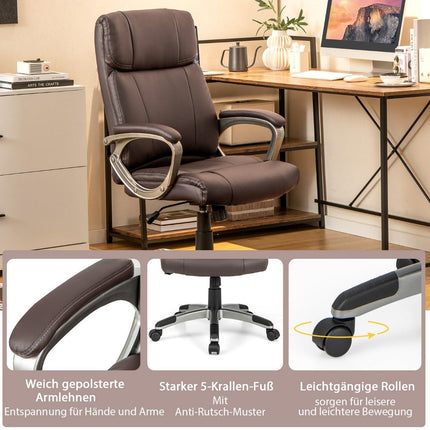 Executive chair swivel desk chair made of faux leather with rocker function and adjustable height 64 x 69 x 106-116 cm brown