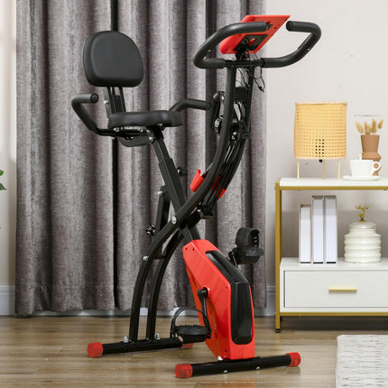 Folding exercise bike with LCD screen and 8-level resistance
