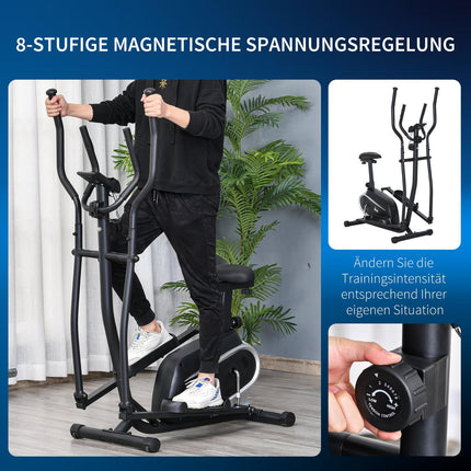 Elliptical exercise bike, LCD screen, adjustable seat, 8 levels