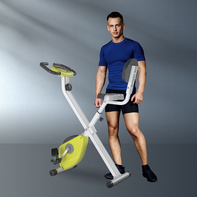 Rower Treningowy Trenażer Rowerowy F-Bike Z 8-Stopniową Regulacją Oporu Magnetycznego, Stal Z Regulacją Wysokości Żółty + Biały 43 X 97 X 109 Cm