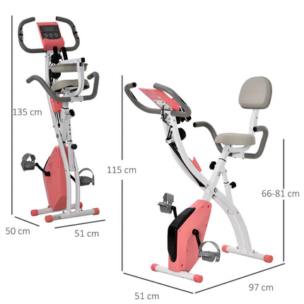 Folding exercise bike - 2-in-1 trainer with LCD and 8 resistance levels