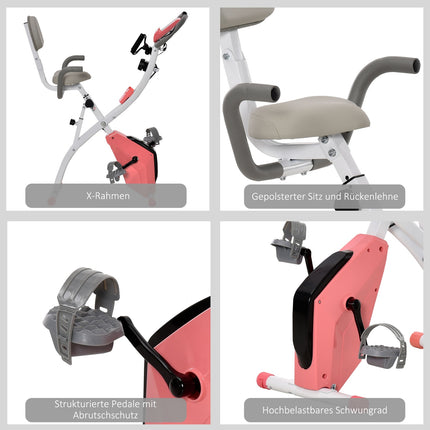 Folding exercise bike - 2-in-1 trainer with LCD and 8 resistance levels