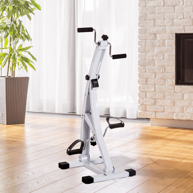 Training pedal trainer in steel for seniors, 40x42.5x100 cm, white