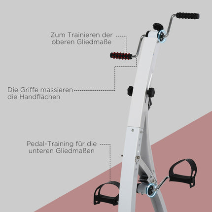Training pedal trainer in steel for seniors, 40x42.5x100 cm, white