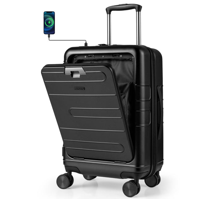Expandable 20"" Lightweight PC Hardshell Suitcase with USB Port