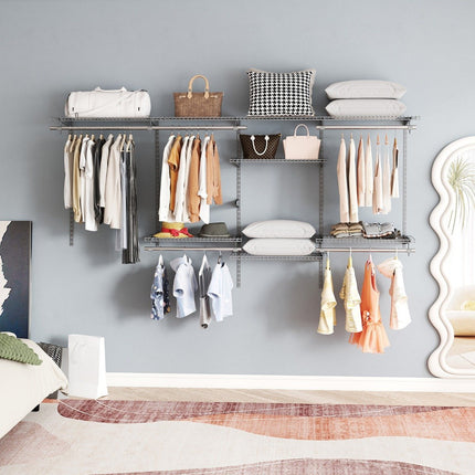 Expandable Closet Organizer System, 122-244 cm, Gray